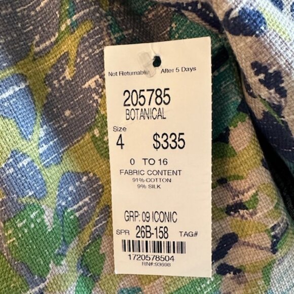 ETCETERA NWT Blue and Green Floral Silk Blend Jacket Size 4 - Picture 4 of 4